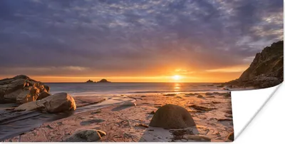 Produktbild von MuchoWow® Poster Ein Sonnenuntergang am Strand von Cornwall 160x80 cm - Foto Poster