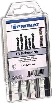 Produktbild von Holzspiralbohrersatz D.3,4,5,6,7,8,9,10mm 8tlg.CV-Stahl PROMAT