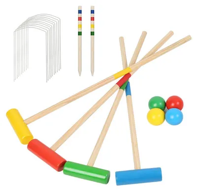 Immagine prodotto di Ikodm Gioco di croquet per 4 giocatori  in legno Gioco da giardino Gioco di croquet da giardino per adulti e bambini