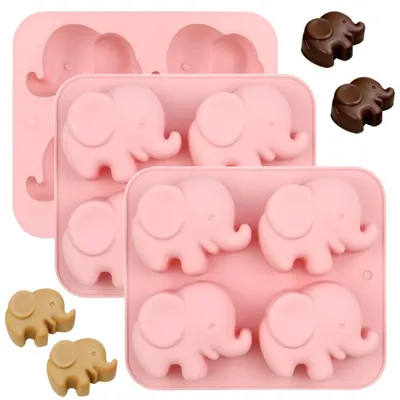 Produktbild von Silikon-Backformen - Elefanten-Motiv für Kuchen und Desserts - 3 Stück