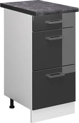 Image de Meuble cuisine Vicco R-Line Anthracite Haute brillance 40cm avec tiroirs, PT Anthracite, Model 45744