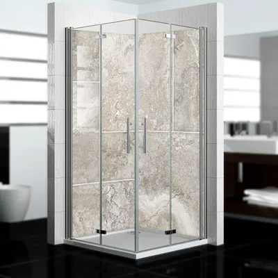 Produktbild von dedeco Eck-Duschrückwände Aluminium wasserfest Motiv: Stein V5, 2 x 100x200x0,3cm, Fliesenersatz fugenlos Wandverkleidung Wandpaneele,  Germany