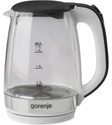 Obrázek produktu pro Gorenje K17GXG, 1,7 l, 2200 W, Černá, Bílá, Sklo, Indikátor úrovně vody, Zabezpečení proti přehřátí