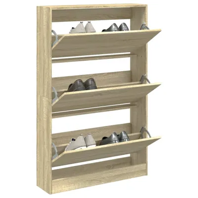 Zdjęcie produktu dla vidaXL Szafka na buty dąb sonoma 80x21x125,5 cm Materiał drewnopochodny