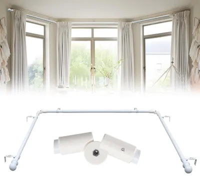 Produktbild von Verstellbare Eckvorhangstange 150-460 cm für Fensterdekoration