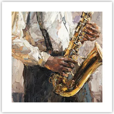 Produktbild von Poster - Poster ohne Rahmen - Saxophon Öl Musiker - 40x40 cm - Wand Bild - Wanddeko - Wandbilder - Kunstposter - Wandposter - Bilder - Kunstdruck - Wanddekoration - Wandbild - P2XAC40x40-4808
