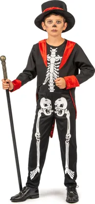 Produktbild von Skelett-Jungenkostüm Horror schwarz-weiss - 134/140 (10-12 Jahre)