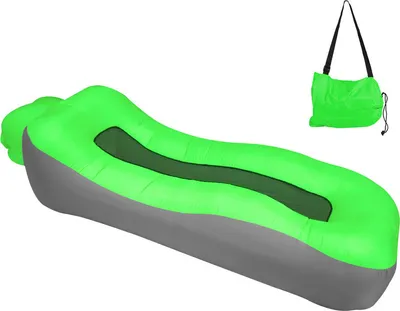 Image de (vert) Chaise longue gonflable, lit de plage ultraléger, portable, ergonomique, canapé pneumatique, canapé, étanche, anti-fuite, pour l'intérieur et l'extérieur, la randonnée, le camping, les voyages
