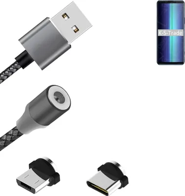 Produktbild von K-S-Trade Hochwertiges Magnet-Lade-kabel Sync-Kabel Daten-Kabel für Oukitel WP10 mit USB-Typ-C-Anschluss und Micro-USB-Anschluss 2A bis zu 480mbps