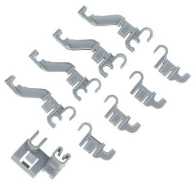 Produktbild von vhbw 9 tlg. Befestigungsklammerset kompatibel mit Siemens SN6xxx, SN5xxx, SN736X03ME/28 Geschirrspüler, Spülmaschine - Klammer für Unterkorb