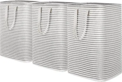 Immagine prodotto di Cesto portabiancheria pieghevole, grande, grigio, set da 3 pezzi
