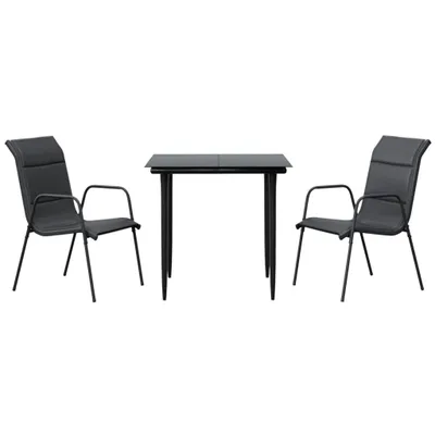 Produktbild von vidaXL 3-tlg. Garten-Essgruppe Schwarz Stahl und Textilene