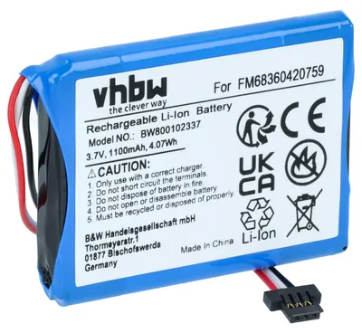 Produktbild von vhbw Akku Ersatz für TomTom VF3, FM68360420759 für GPS Navigation Navi (1100 mAh, 3,7 V, Li-Ion)