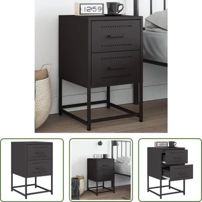 Image de The Living Store Table de nuit noire 36x39x60,5 cm acier