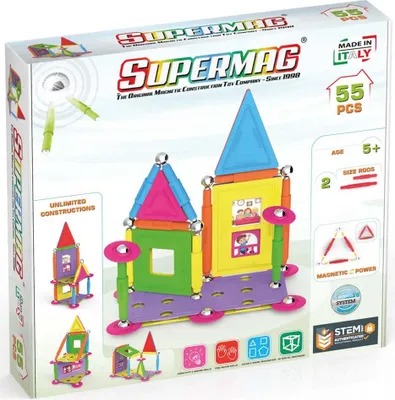 Obrázok produktu pre Magnetická stavebnica Supermag Projects House, 55 dielikov