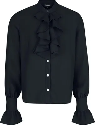 Produktbild von Gothicana by EMP Herren schwarzes Langarmhemd mit Rüschen und Ballonärmeln XXL