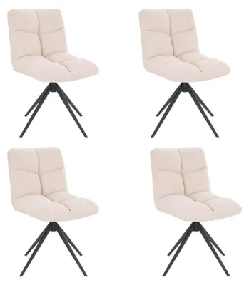 Produktbild von HOME DELUXE - Esszimmerstuhl NODA - 4er Set, Farbe: Samt Creme - 360 Grad drehbar, weiche Polsterung, bis 120 kg belastbar I Küchenstuhl Speisestühle Esszimmerstühle