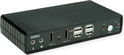 Produktbild von ROLINE KVM-Audio-Switch Dual Head HDMI 4K60, 1 User - 2 PC