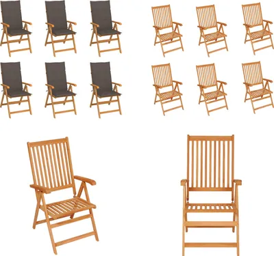 Produktbild von vidaXL Gartenstühle 6 Stk. mit Taupe Kissen Massivholz Teak - Gartenstuhl - Gartenstühle - Gartensessel - Klappstuhl