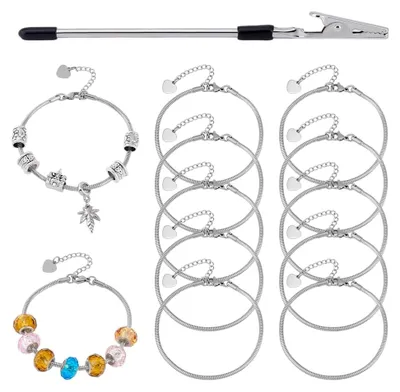 Produktbild von 10 Stück 7,87 Zoll Schlangenketten Charm Armbänder mit verstellbarem Herzverschluss und Verlängerungskette für DIY Schmuckherstellung