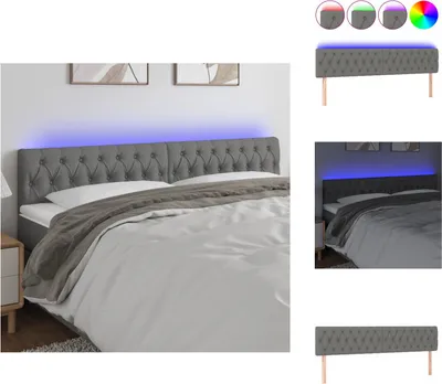 Produktbild von vidaXL LED Kopfteil Dunkelgrau 200x7x78/88 cm Stoff -  Kopf- & Fußenden