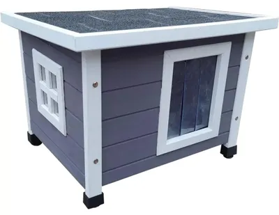 Productafbeelding van Kattenhuis Grijs / Wit XL | 68,5 x 54 x 51,5 CM