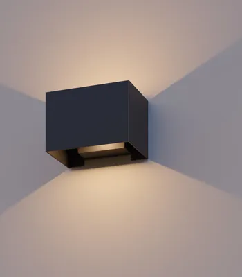 Produktbild von Calex Venice Wandleuchte, für Außen & Innen, warmweißes Up & Down Licht, einstellbarer Lichtstrahl, wasserdicht, Schwarz, 4er Pack