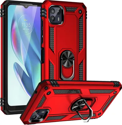 Produktbild von Moto G50 5G Hülle, Dual Layer Militäre Fallschutz Schutzhülle mit Ringhalterung Ständer für Motorola Moto G50 5G Rot