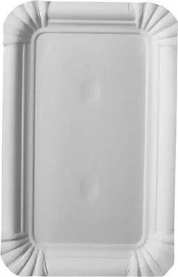 Produktbild von 400 Papstar Teller, Pappe pure eckig 10 cm x 16 cm weiss 81196 Pappteller Einwegteller Partyteller