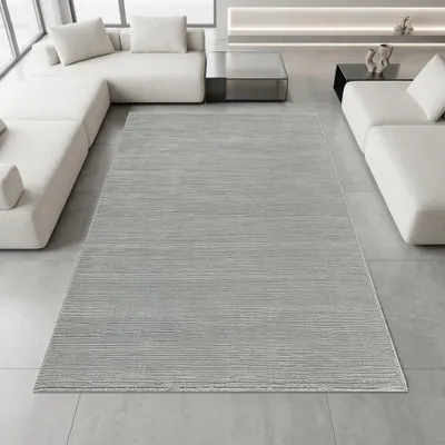 Produktbild von Teppich Silber Struktur Muster pflegeleicht Größe - 80 x 150 cm