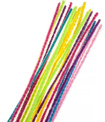Image de CHENILLEDRAHT cure-pipe peluche fil de bricolage néon - mélanger les couleurs - 20 pcs