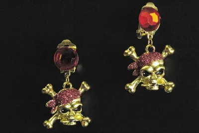 Produktbild von K83251212 goldfarbend-rot Damen Ohrringe Totenkopf Piratin