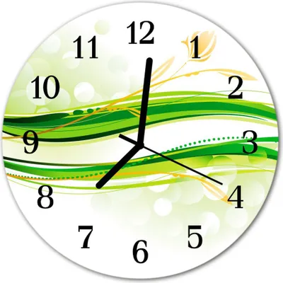 Produktbild von Glasuhr Wanduhr Küchenuhr Echt-Glas 30fi cm Abstrakte Linien grün