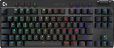 Produktbild von Logitech G PRO X TKL, Kabellos, RF Wireless + Bluetooth, Mechanischer Switch, AZERTY, RGB-LED, Schwarz