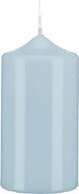 Produktbild von Stumpenkerzen Klarlack - hochglänzend Blue Bell (Hellblau) 20 x 8 cm, 2 Stück, gelackte Kerzen, exc
