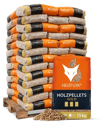Produktbild von Heizfuxx Gold HD+ ENplus A1 Holzpellets Nadelholz 15kg x 65 Sack 975kg Palette