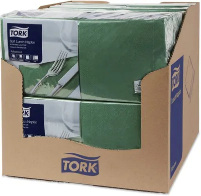 Produktbild von Tork 150 Servietten Soft grün, Grün, Einfarbig, 325 mm, 328 mm, 16,3 cm, 16,4 cm