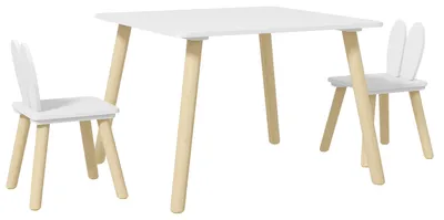 Obrázek produktu pro Dětská sada stolu a židle, odolný materiál, snadná montáž, stůl 60 x 60 x 44 cm, židle 26,5 x 26,5 x 47 cm, bílá