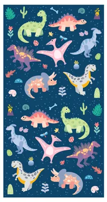 Produktbild von Theonoi Kinder Badetuch Dinosaurier für Jungen Mädchen 70x140cm Baumwolle