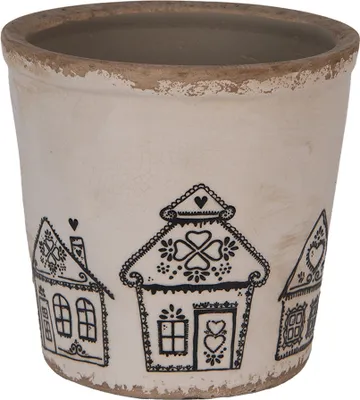 Produktbild von Clayre & Eef Blumentopf Ø 17x16 cm Beige Keramik Lebkuchenhaus