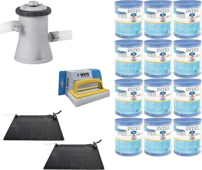 Produktbild von WAYS - Poolpflege - 2x Poolheizung & Filterpumpe 1250 L/u & 12 Filter Typ H & WAYS Scheuerbürste