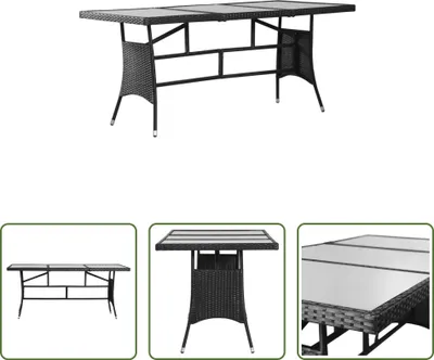 Produktbild von The Living Store Gartentisch Schwarz 170x80x74 cm Poly Rattan