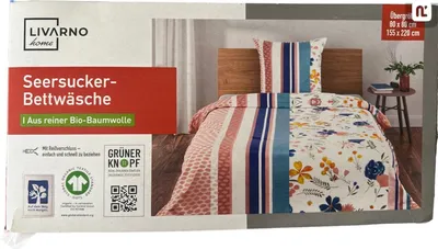Produktbild von LIVARNO home Seersucker-Bettwäsche, 155 x 220 cm (streifen/multicolor) -
