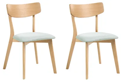 Produktbild von BELIANI Esszimmerstühle 2er Set Mintgrün Stoffbezug Gepolstert mit Hellen Holzbeinen ohne Armlehnen Retro-Design Stuhl mit Polstersitz für Esstisch