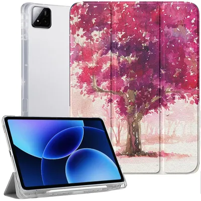 Image de Coque pour Xiaomi Pad 8 / 8 Pro, Housse Antichoc avec Porte-Stylet - Motif Arbre
