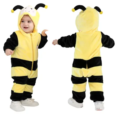Obrázok produktu pre Detajlový detský overal s kapucňou, unisex, s potlačou karikatúrnych zvierat, vhodný na spanie