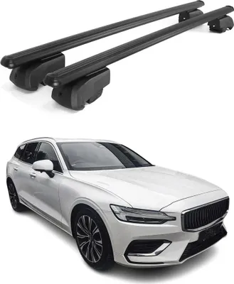 Obrázok produktu pre Priečne strešné nosiče pre Volvo V60 2018–2023, hliník, čierne, ABE