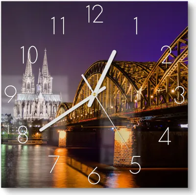 Produktbild von DEQORI Glasuhr 30x30 cm Zahlen 'Kölner Nachtglanz' Wanduhr Glas Uhr Design leise Küchenuhr