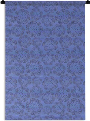 Produktbild von MuchoWow® Wandteppich Wandbehang Blumen - Muster - Blau 120x180 cm Tapisserie Dekoration Wandtuch - Schlafzimmer - Dekorationen für das Haus