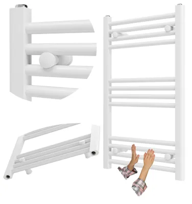 Zdjęcie produktu dla Granitan – grzejnik łazienkowy – suszarka do ręczników – 50 x 80 cm – biały – podgrzewacz do ręczników – BRENO